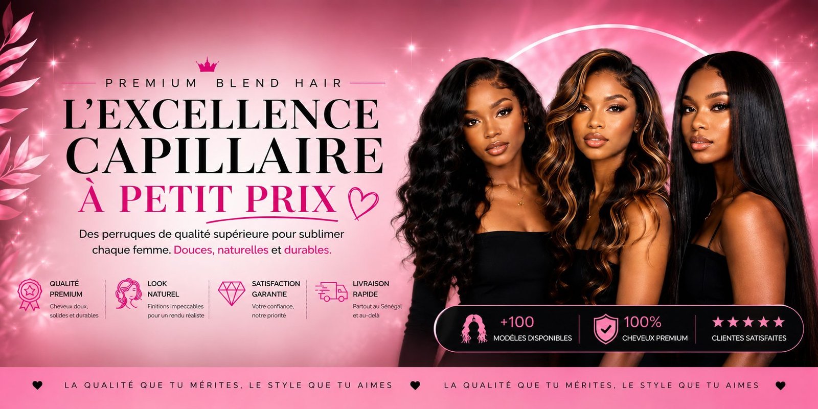 Trois femmes portant des perruques Maison Aurelis